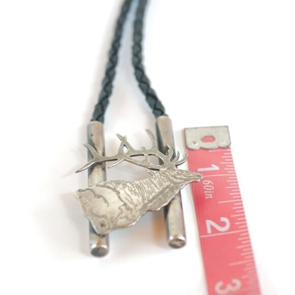 Zuni Native American BULL ELK Bolo Tie by Dale Edaakie Handmade Vintage - Picture 11 of 15